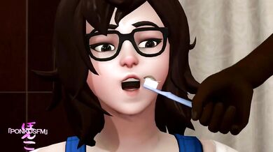 Mei Gets Assisted by a Big Black Cock While Brushing Her Teeth - PonkoSexy