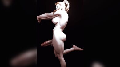 The futa microwaves her dick, then edits the 4K porn video