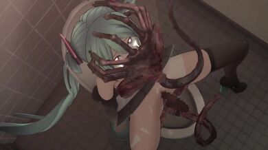 Miku is ambushed by a facehugger and gets impregnated with an alien in part 2 of this hentai PORN video
