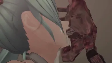 Miku is ambushed by a facehugger and gets impregnated with an alien in part 2 of this hentai PORN video