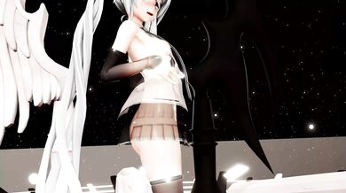 Hatsune Miku Hentai MMD Prolapse and Plug Undress Nude Dance White Hair