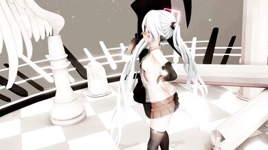 Hatsune Miku Hentai MMD Prolapse and Plug Undress Nude Dance White Hair