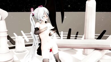 Hatsune Miku Hentai MMD Prolapse and Plug Undress Nude Dance White Hair