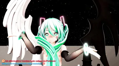Hatsune Miku Hentai MMD Prolapse and Plug Undress Nude Dance White Hair