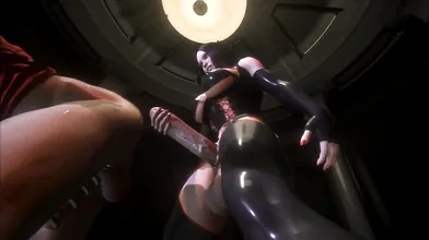 Sexy Manga Style Animation in Virtual Reality: Futa Dominatrix Pummels Her Male Slave with Latex Dildo, Anal Insertion Ensues