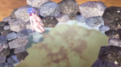 Yuyuko Saigyouji gets raped in the hot springs while on pause time!