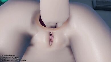 Deepthroat Miku and her self-fisted anal fucking adventure