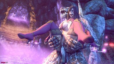 Mileena, the sexy monster, takes it in the ass from a demonic beast!