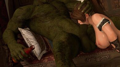 Mai Shiranui, the beautiful ninja, and an Orc from Scavenger SFMAre caught in a steamy hentai PORN video