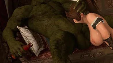 Mai Shiranui, the beautiful ninja, and an Orc from Scavenger SFMAre caught in a steamy hentai PORN video