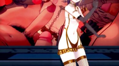 Rin Kagamine gets intimate with her dance partner, as they engage in a sensual dance routine
