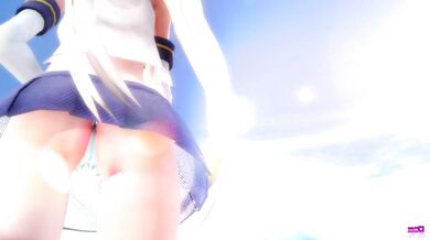Watch as Shimakaze and Hatsune ride the Lamb (with panty shots) in this MMD R15 Delor porn video