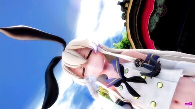 Watch as Shimakaze and Hatsune ride the Lamb (with panty shots) in this MMD R15 Delor porn video