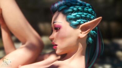 A Tough MILF with Ink and Pointy Ears Enjoys Double Penetration on All Fours