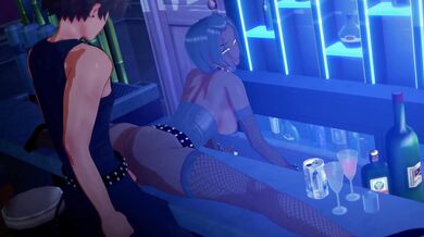 Watch this hot couple enjoy some intense BDSM action in the bar!