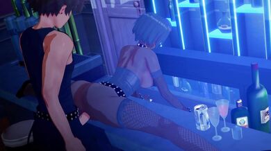 Watch this hot couple enjoy some intense BDSM action in the bar!