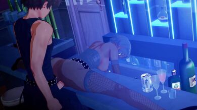 Watch this hot couple enjoy some intense BDSM action in the bar!