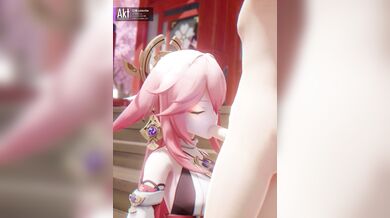 Watch Yae Miko give a mind-blowing blowjob and footjob in full HD!