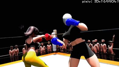 Watch these sexy girls get down and dirty in the ring while boxing each other!