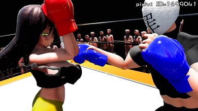 Watch these sexy girls get down and dirty in the ring while boxing each other!