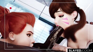 Sexycom, Brigitte and Dva take on the biggest cocks in the virtual world!