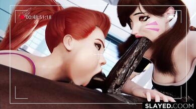 Sexycom, Brigitte and Dva take on the biggest cocks in the virtual world!