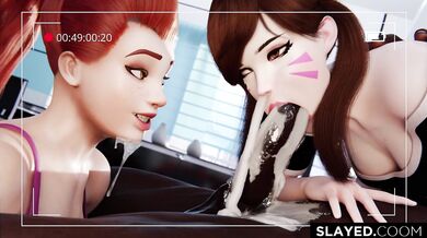 Sexycom, Brigitte and Dva take on the biggest cocks in the virtual world!