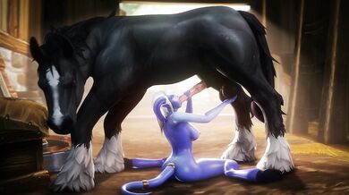 Majestic Draenei Priestess Gives Blowjob to a Giant Stallion (noname55)