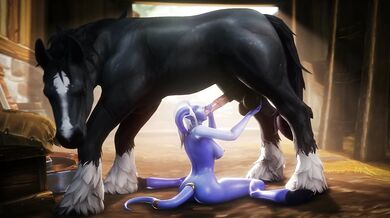 Majestic Draenei Priestess Gives Blowjob to a Giant Stallion (noname55)