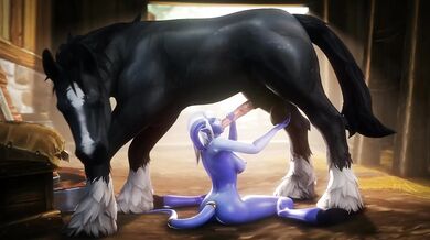 Majestic Draenei Priestess Gives Blowjob to a Giant Stallion (noname55)