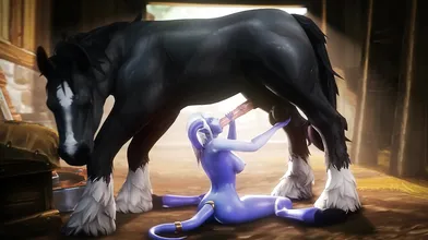 Majestic Draenei Priestess Gives Blowjob to a Giant Stallion (noname55)