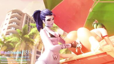 "Honeymooning Widow and Kinky Beach Fun"