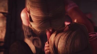 'Two girls give a werewolf a mind-blowing blowjob in the forest'