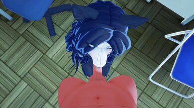 In the Scp 1471 Cum Milking Incident, a furry scenario unfolds as a creature with a tail and pointy ears enters the room.