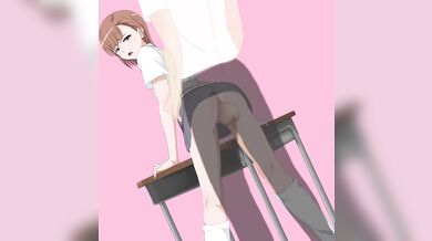 'Misaka and Mikoto from behind standing on Akino's face'