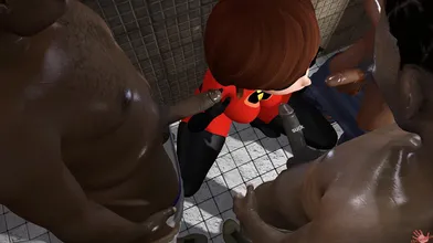 Watch as Elastigirl, the sexiest hero of them all, strips down to her skimpy elastic suit and takes on some villains in this steamy hentai PORN video.