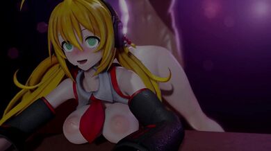 'Maki-chan gets pounded from behind, clothed and nude, in double penetration'