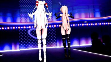 "Two Navy Destroyers: Shimakaze and Amatsukaze, Dip into Chocolate Cream [MMD R18] GenesisMMD"
