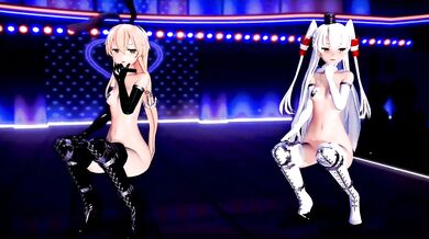 "Two Navy Destroyers: Shimakaze and Amatsukaze, Dip into Chocolate Cream [MMD R18] GenesisMMD"
