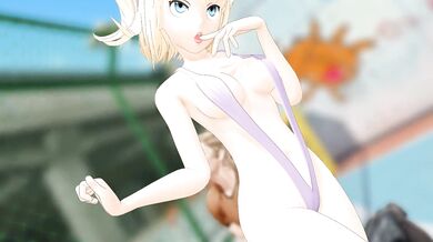 "Blasting off with the Bikini-Clad Honey!"