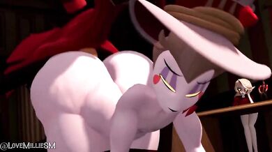 Alastor Slaves Down Lucifer with his Hammer as LoveMillie Watches in Ecstasy