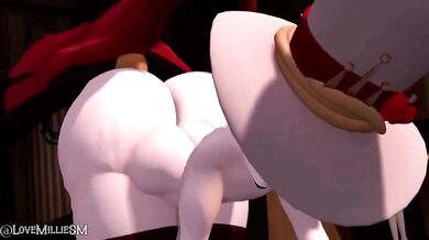 Alastor Slaves Down Lucifer with his Hammer as LoveMillie Watches in Ecstasy