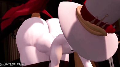 Alastor Slaves Down Lucifer with his Hammer as LoveMillie Watches in Ecstasy