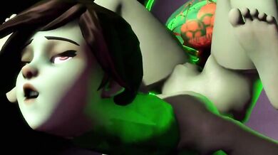 Write a 50-word summary of the Pornhub video Pamper Panzee transforms into a cock monster