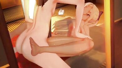 Experience the explosive heat between Shiranui Flare and Ninomae Inas Nipples!