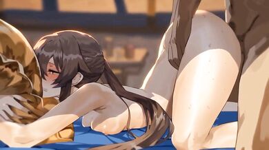 Watch this hot and steamy porno featuring a cute girl and her adorable doggies!