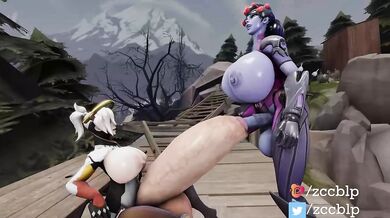 Watch a horny widow get fucked by three guys in the back of her car