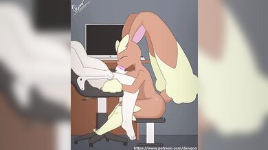 Watch as the Lopunny gets a delicious blowjob from her human friend, with a dengon for added pleasure!