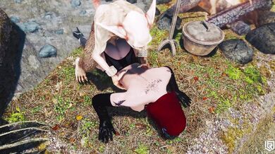 Santas Little Helpers: A Red-Haired Beauty and a Mischievous Elf