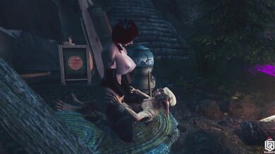 Santas Little Helpers: A Red-Haired Beauty and a Mischievous Elf